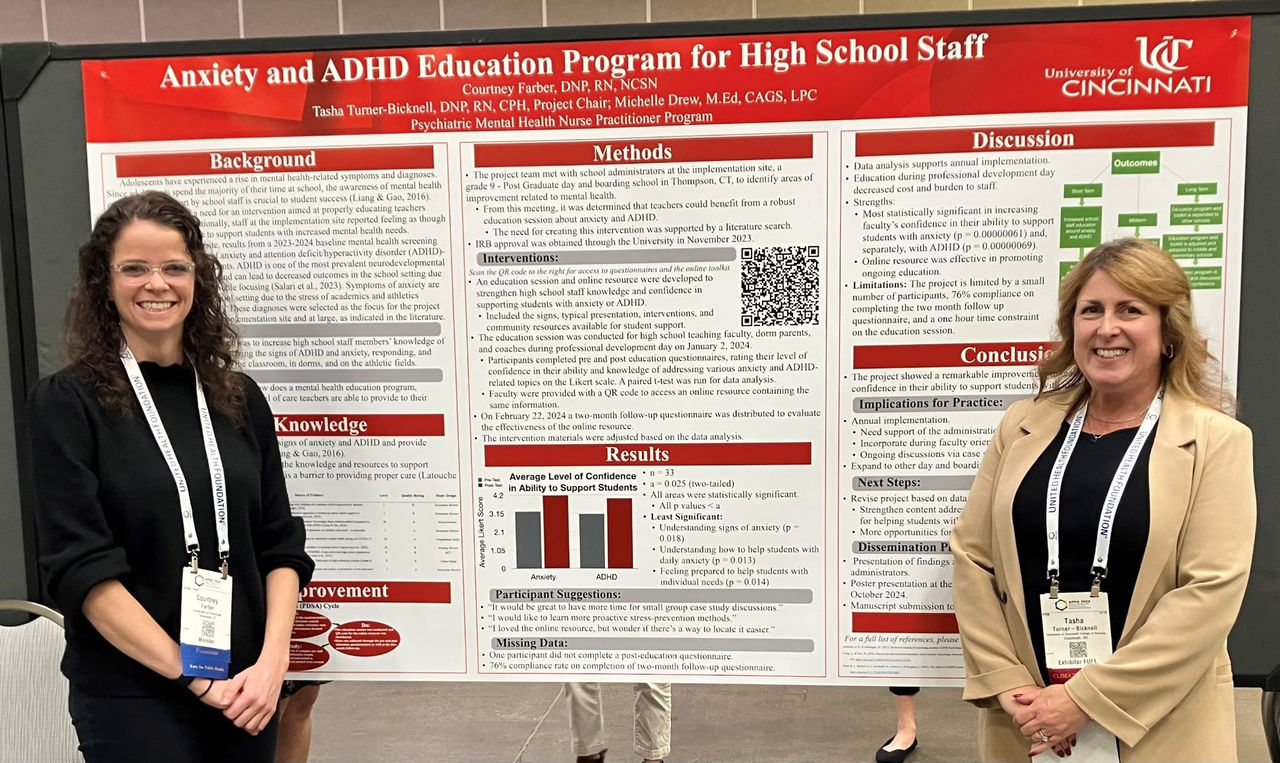 Dr. Tasha Turner-Bicknell and public health nursing student presenting at conference